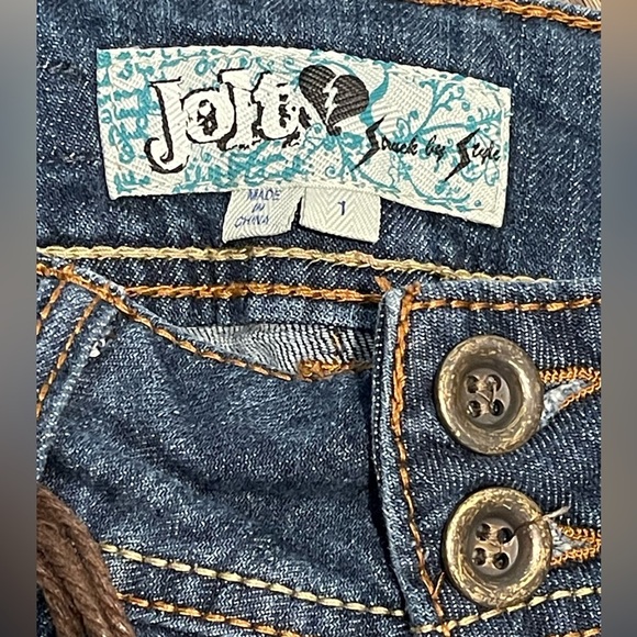 Jolt Blue and Brown Jean Shorts with Distressed Look - Picture 4 of 7